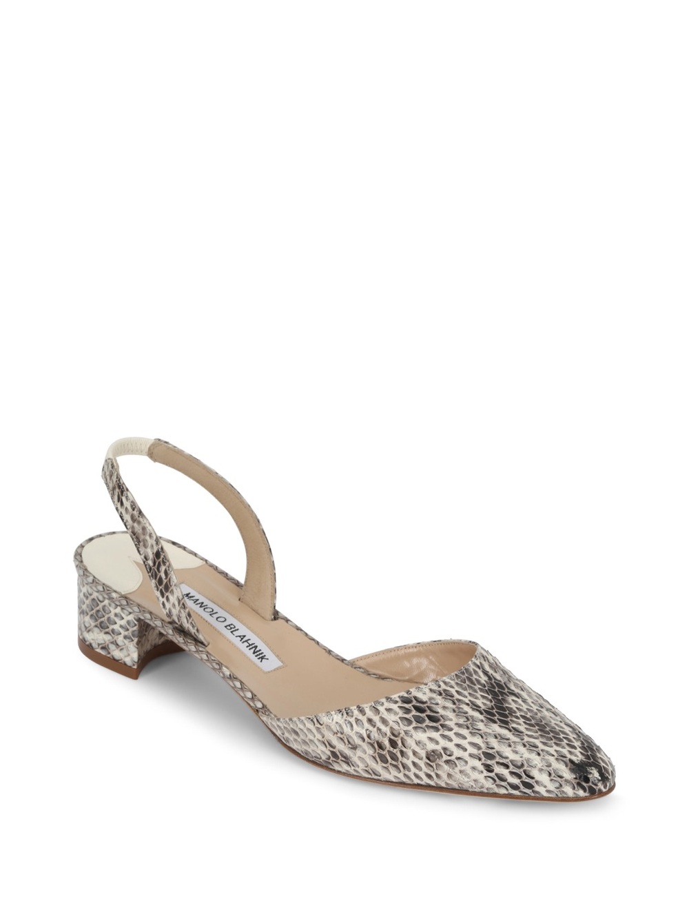 Manolo Blahnik  Aspro Natural Snakeskin Slingback, 30mm 37.5/7.5